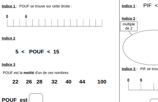 Jeu du détective - recherche de nombre