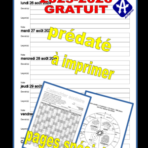 Journal de classe prédaté pour élève à imprimer